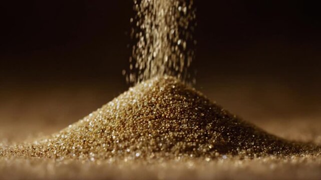 砂時計のようにサラサラと落ちる金色の砂のアブストラクト