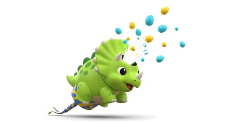 Cute Triceratops Dinosaur with Candy Explosion © andik