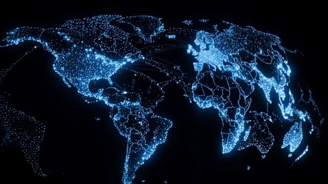 デジタル地球儀が回転するグローバル動画