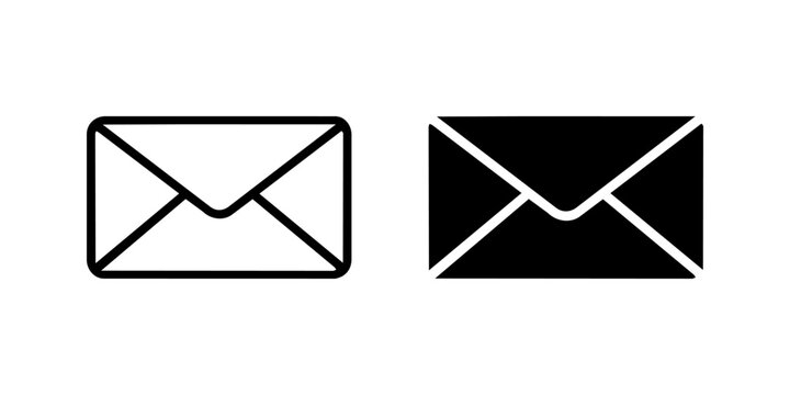 Mail envelope icons in outline and solid style
