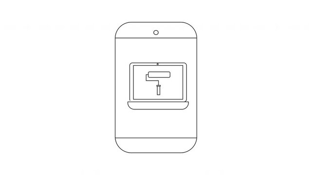 Mobile App Design - Paint Roller Icon on Smartphone Screen.