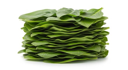 Fresh Spinach Leaves Piled High on White