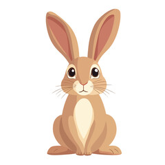 Obraz premium Cute brown rabbit vector illustration. Cartoon bunny sitting and looking forward, isolated on white. Sweet forest animal character. Easter mascot.