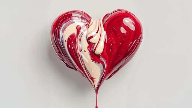 Hand-drawn painted red heart, element for design video. Beautiful Grunge heart. Valentine's day. Beautiful, cool Splash Love illustration.