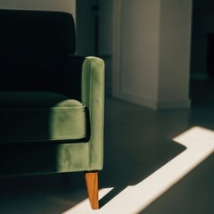 Luxurious Green Armchair in Sunlit Modern Room