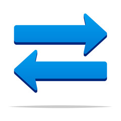 Long blue right and left arrow icon vector isolated illustration