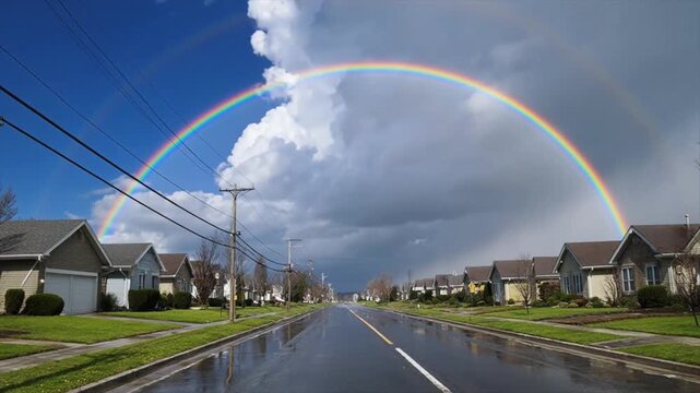雨雲が去って虹が出るまでの天気雨