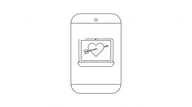 Online Love - Smartphone with Heart and Arrow Illustration.