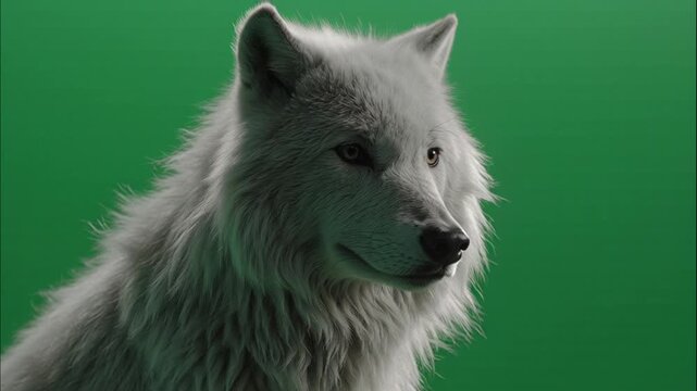 Powerful arctic wolf headshot with realistic fur textures