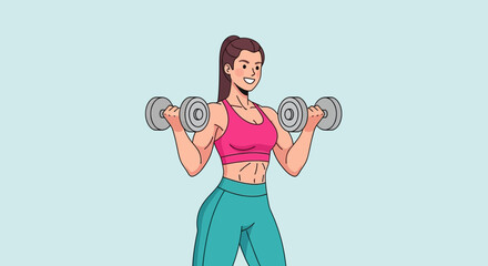 Woman Lifting Dumbbells in Fitness Routine.