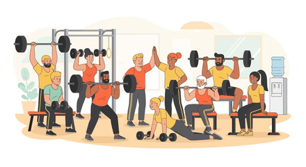 Group of People Exercising with Weights 2.