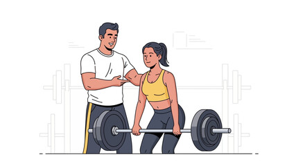 Personal Trainer Assisting Woman Lifting Weights.
