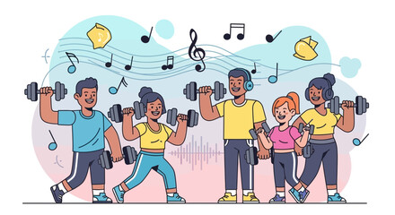 Group of People Exercising with Dumbbells 5.