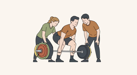 Three People Lifting Weights Together.