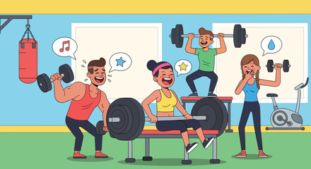 Group of People Exercising with Weights 3.