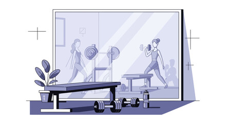 Gym Equipment and Fitness Illustration.