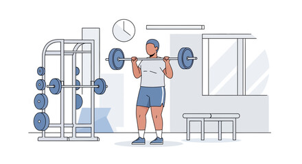Man Lifting Weights in Gym Setting 1.