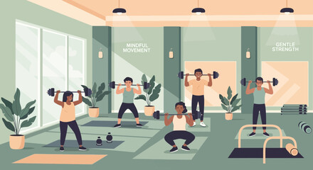People Exercising in a Fitness Studio.