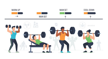 Man Performing Various Weightlifting Exercises.