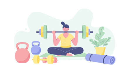 Woman Lifting Weights in Fitness Routine.