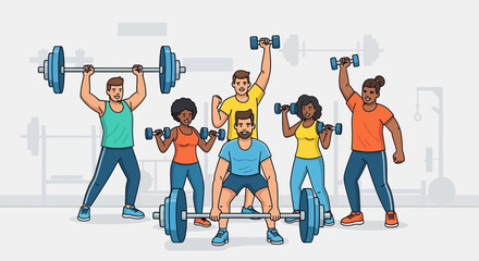 Group of People Exercising with Weights 5.