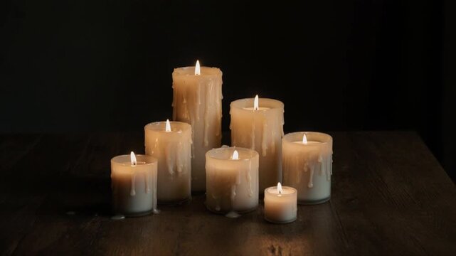 複数のキャンドルが揺らめくロマンチックな映像