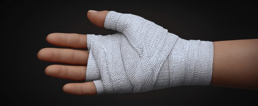Gauze-covered hand representing healing and bouncing back from a small injury