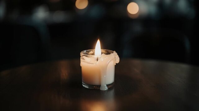 キャンドルの炎がテーブルで静かに揺れる