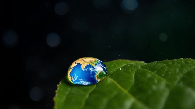 地球を想起させる青と緑の植物マクロ