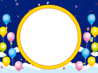 正月, 年賀状, 空, 雲, フレーム, 紙吹雪, 青空, 干支, 風景, 年賀, 新年, 自然, かわいい, 