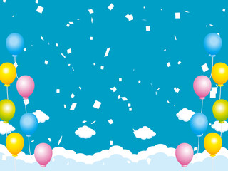 正月, 年賀状, 空, 雲, フレーム, 紙吹雪, 青空, 干支, 風景, 年賀, 新年, 自然, かわいい, 