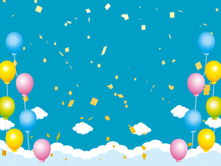 正月, 年賀状, 空, 雲, フレーム, 紙吹雪, 青空, 干支, 風景, 年賀, 新年, 自然, かわいい, 