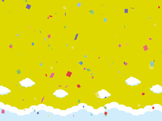 正月, 年賀状, 空, 雲, フレーム, 紙吹雪, 青空, 干支, 風景, 年賀, 新年, 自然, かわいい, 