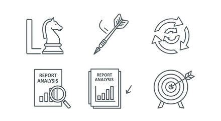 Fototapeta premium Business Icons Representing Strategy and Analysis.
