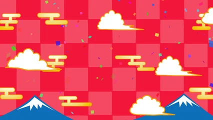 Fototapeten Rot 正月, 年賀状, 空, 雲, フレーム, 紙吹雪, 青空, 干支, 風景, 年賀, 新年, 自然, かわいい,   © ちゃり丸ーCharimaru