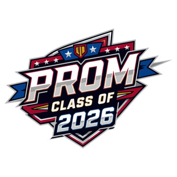 Prom Class of 2026 Sports Style Mascot Logo Emblem for High School Graduation