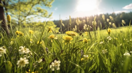 Sun-Kissed Meadow - A Vibrant Tapestry of Wildflowers in Full Bloom.