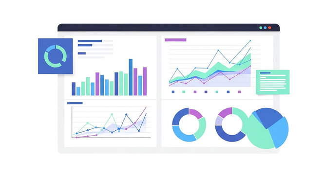 Data Analysis Dashboard with Various Charts and Graphs.