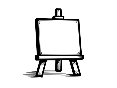 Eine einfache Staffelei mit leerer Leinwand als Motiv. Ideal f&uuml;r kreative Geschenke oder Atelier-Dekoration.KI Generiert