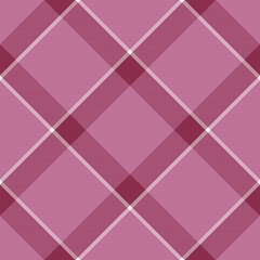Linen pattern fabric vector, dreamy textile texture check. Carpet plaid seamless tartan background in pink and white colors.