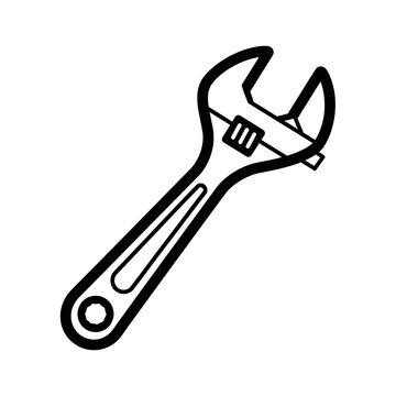 Adjustable Wrench Tool Icon Illustration.