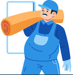 carpet technician character illustration