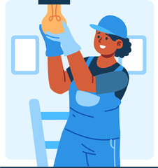 lighting technician character illustration