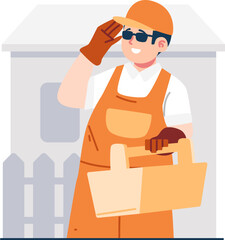 gardener technician character illustration