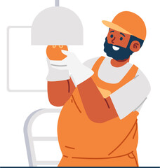 lightbulb technician character illustration