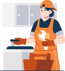 plumber technician character illustration