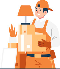 moving technician character illustration