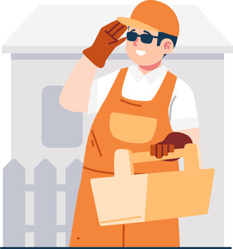 gardener technician character illustration