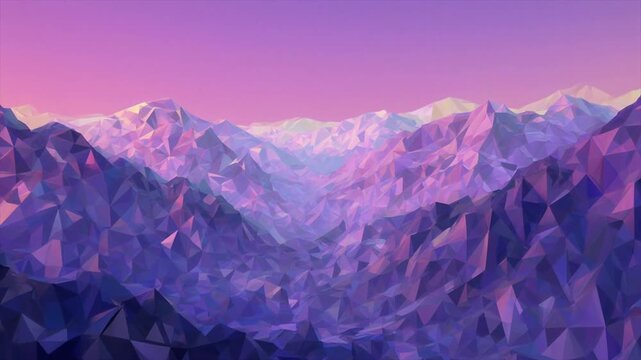 幾何学的なローポリゴンの山脈が動く