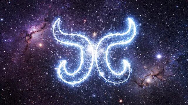 Glowing zodiac symbol nebula galaxy magic night sky chinese new year celebration fantasy astrology mystic energy cosmic light sparkles stardust gold taurus sign glow space background mystical star